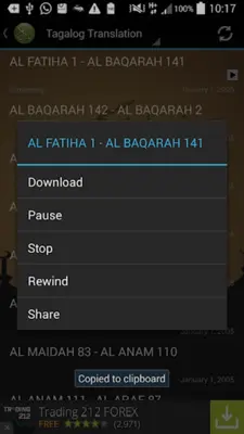 Quran Filipino MP3 Translation android App screenshot 0